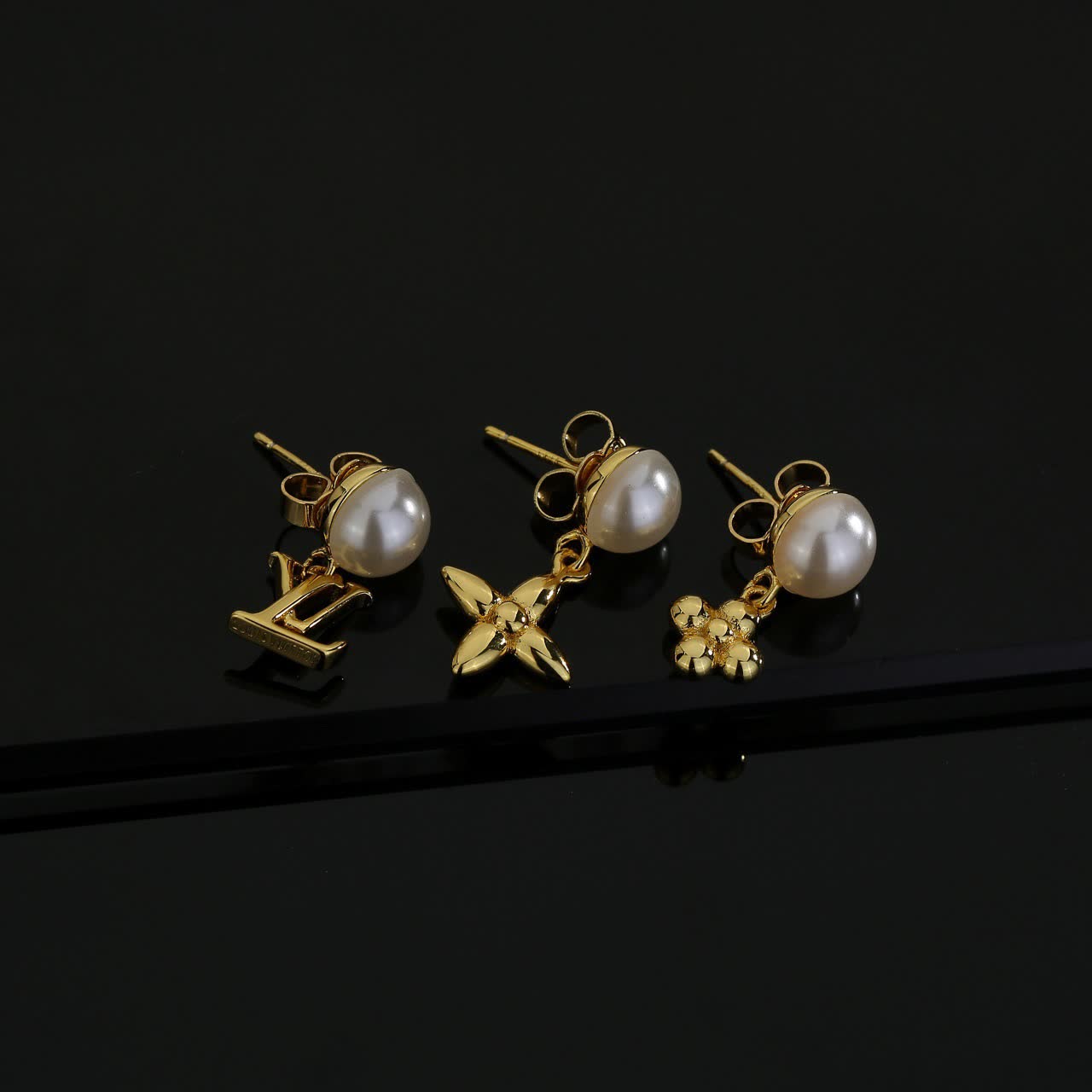 Louis Vuitton Pearl & Gold Earrings